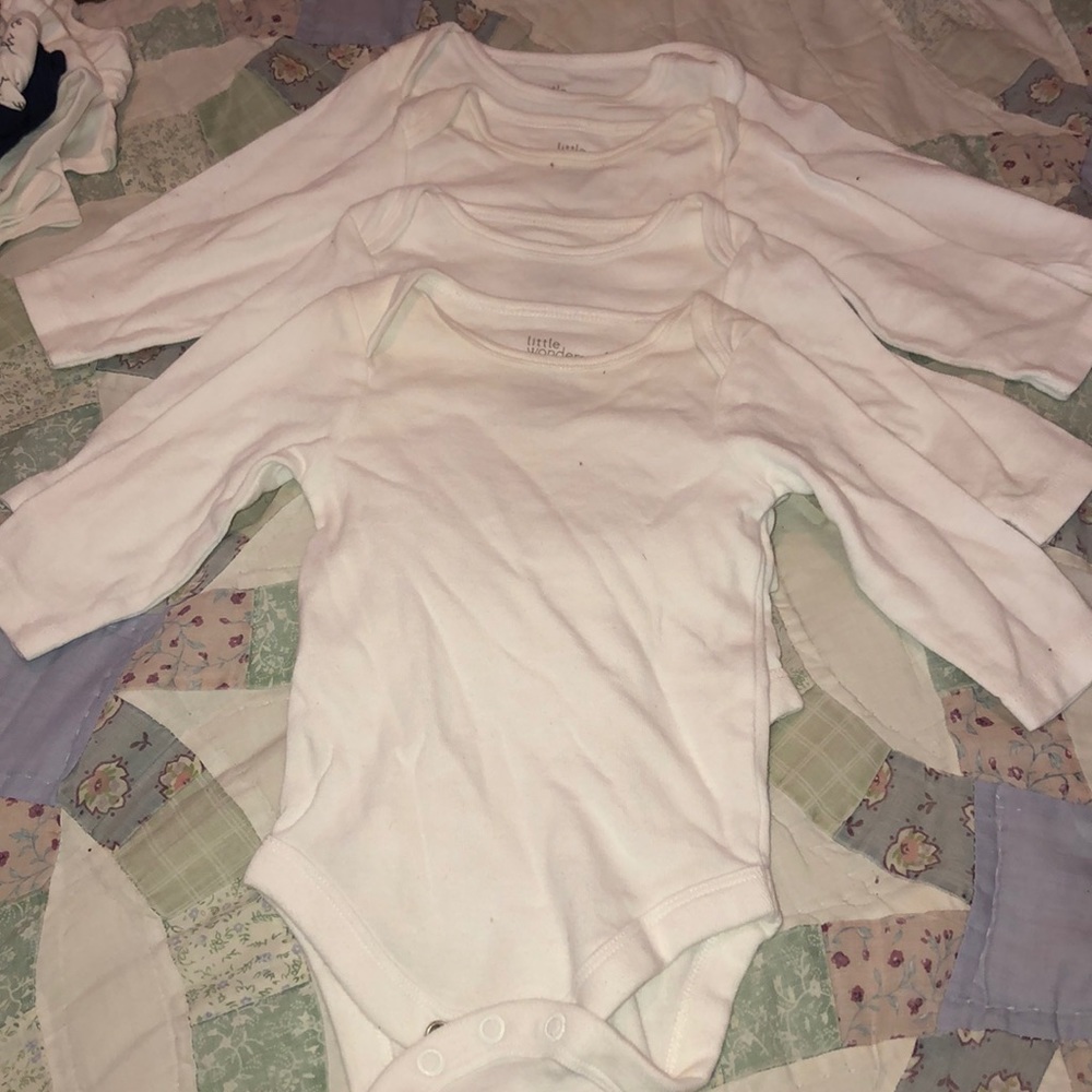 0-3 month 4 pack white bodysuit
